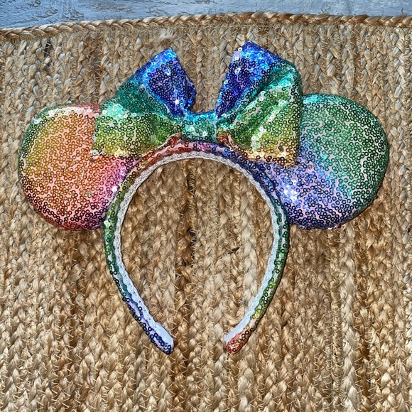 🦄 Unicorn Rainbow Sequin Minnie Ears - Picture 3 of 3